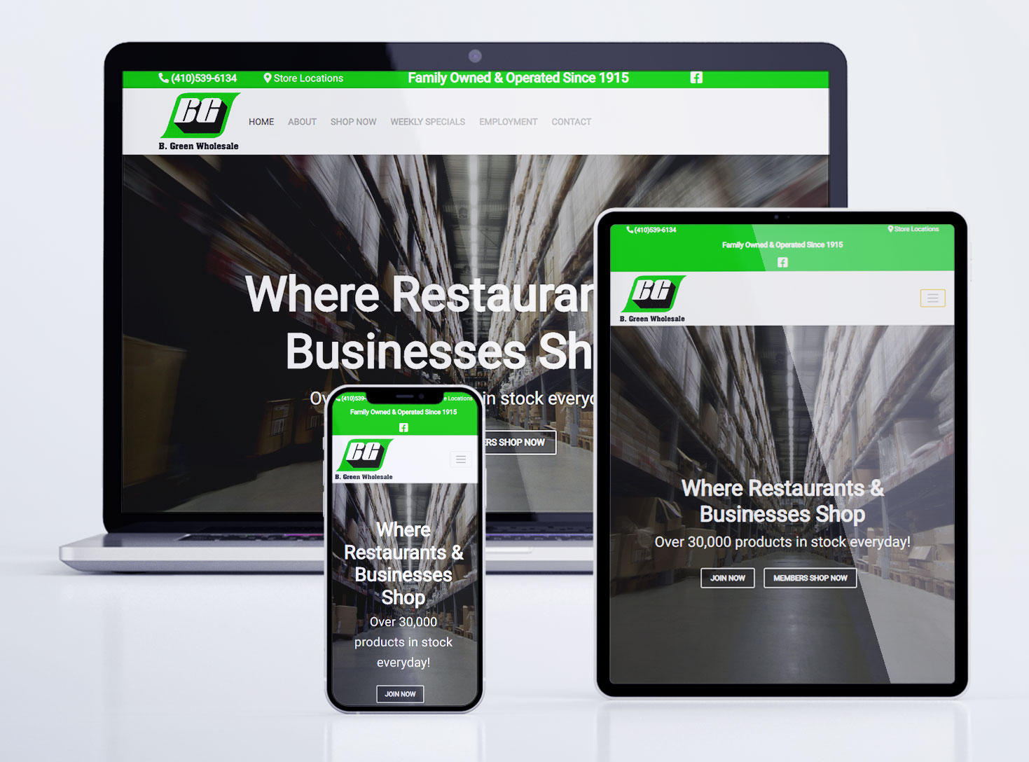 Baltimore Web Design - B Green Wholesale reponsive design website